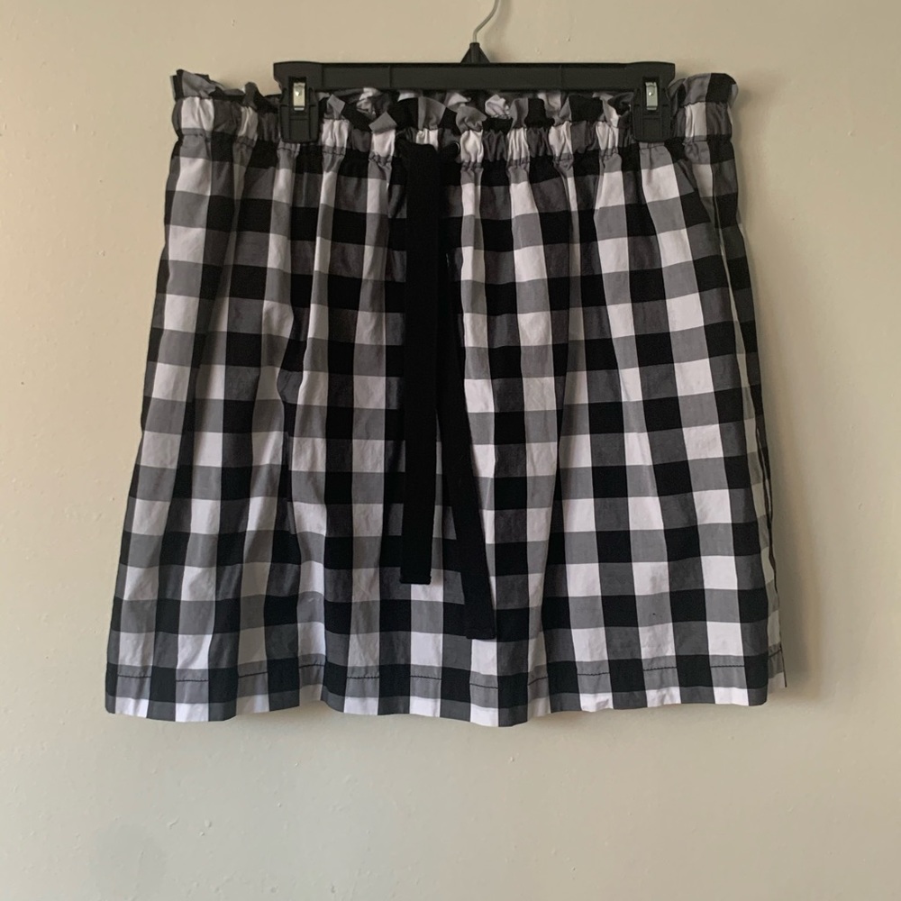 kate spade Black and White Gingham Drawstring Skirt